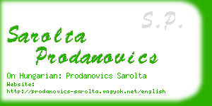 sarolta prodanovics business card